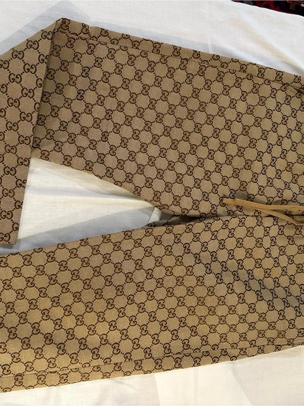 Gucci Beige Monogram Elastic Waist Pants